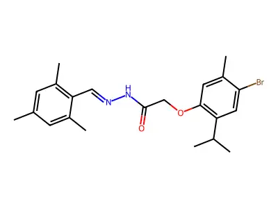 2-(4-bromo-5-methyl-2-propan-2-ylphenoxy)-N-[(E)-(2,4,6-trimethylphenyl)methylideneamino]acetamide structure