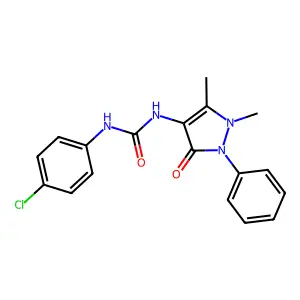 1-(4-chlorophenyl)-3-(1,5-dimethyl-3-oxo-2-phenyl-2,3-dihydro-1H-pyrazol-4-yl)urea structure