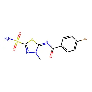 N-[5-(Aminosulfonyl)-3-methyl-1,3,4-thiadiazol-2(3H)-ylidene]-4-bromobenzamide structure