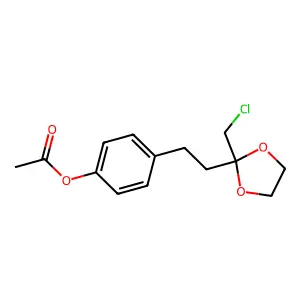 Phenol, 4-[2-[2-(chloromethyl)-1,3-dioxolan-2-yl]ethyl]-, acetate structure