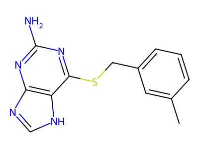 6-[(3-methylphenyl)methylsulfanyl]-7H-purin-2-amine structure