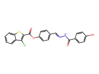 [4-[(E)-[(4-hydroxybenzoyl)hydrazinylidene]methyl]phenyl] 3-chloro-1-benzothiophene-2-carboxylate structure
