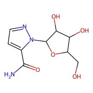 2-[3,4-Dihydroxy-5-(hydroxymethyl)oxolan-2-yl]pyrazole-3-carboxamide structure