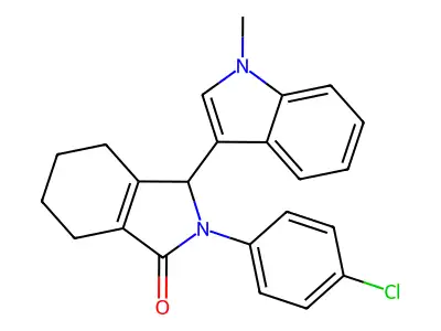 2-(4-chlorophenyl)-3-(1-methylindol-3-yl)-4,5,6,7-tetrahydro-3H-isoindol-1-one structure