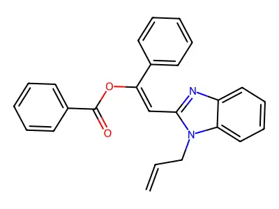 [(E)-1-phenyl-2-(1-prop-2-enylbenzimidazol-2-yl)ethenyl] benzoate structure