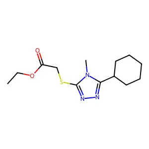 Ethyl 2-(5-cyclohexyl-4-methyl-1,2,4-triazol-3-ylthio)acetate structure