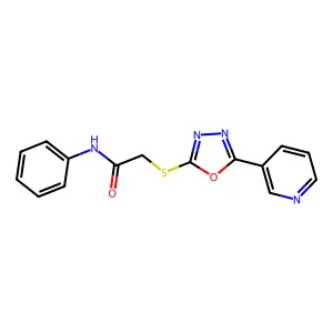 N-phenyl-2-((5-(pyridin-3-yl)-1,3,4-oxadiazol-2-yl)thio)acetamide structure