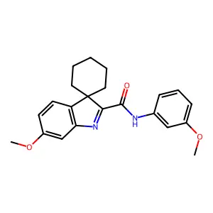 Spiro[cyclohexane-1,3'-[3H]indole]-2'-carboxamide, 6'-methoxy-N-(3-methoxyphenyl)- structure