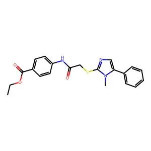 ethyl 4-{2-[(1-methyl-5-phenyl-1H-imidazol-2-yl)sulfanyl]acetamido}benzoate structure