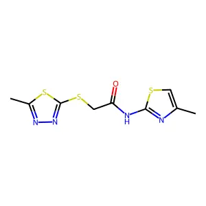 2-[(5-methyl-1,3,4-thiadiazol-2-yl)sulfanyl]-N-(4-methyl-1,3-thiazol-2-yl)acetamide structure