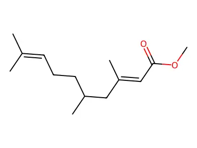 2,8-Decadienoic acid, 3,5,9-trimethyl-, methyl ester, (E)- structure