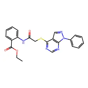 ethyl 2-(2-((1-phenyl-1H-pyrazolo[3,4-d]pyrimidin-4-yl)thio)acetamido)benzoate structure