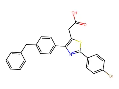 [4-(4-Benzylphenyl)-2-(4-bromophenyl)-1,3-thiazol-5-yl]acetic acid structure