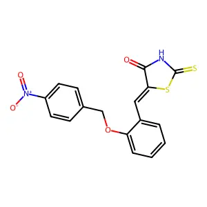 (5E)-5-{2-[(4-nitrobenzyl)oxy]benzylidene}-2-thioxo-1,3-thiazolidin-4-one structure