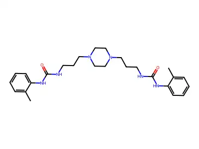Piperazine, N,N'-bis(3-(3-(o-tolyl)ureylene)propyl)- structure