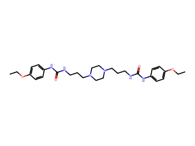 Piperazine, N,N'-bis(3-(3-(p-ethoxyphenyl)ureylene)propyl)- structure