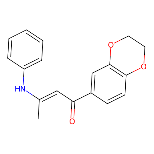 (E)-1-(2,3-dihydrobenzo[b][1,4]dioxin-6-yl)-3-(phenylamino)but-2-en-1-one structure