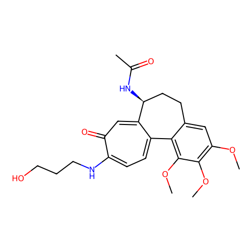 (S)-N-(10-((3-hydroxypropyl)amino)-1,2,3-trimethoxy-9-oxo-5,6,7,9-tetrahydrobenzo[a]heptalen-7-yl)acetamide structure