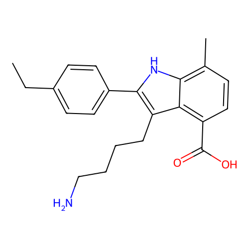 3-(4-aminobutyl)-2-(4-ethylphenyl)-7-methyl-1H-indole-4-carboxylic acid structure