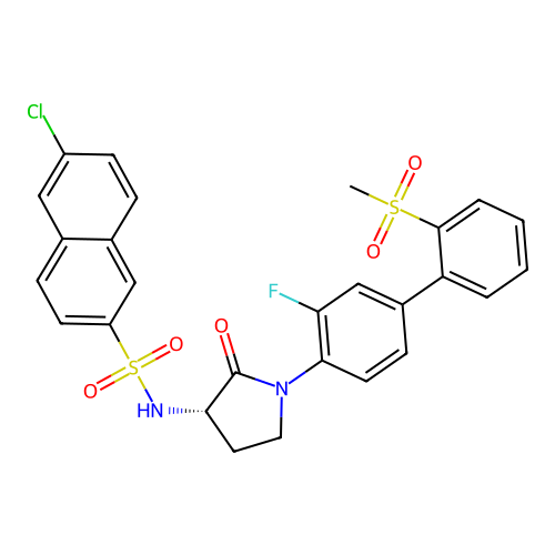 2-Naphthalenesulfonamide,6-chloro-N-[(3S)-1-[3-fluoro-2'-(methylsulfonyl)[1,1'-biphenyl]-4-yl]-2-oxo-3-pyrrolidinyl]- structure