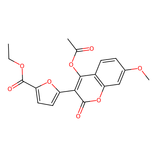 ethyl 5-(4-acetoxy-7-methoxy-2-oxo-2H-chromen-3-yl)furan-2-carboxylate structure