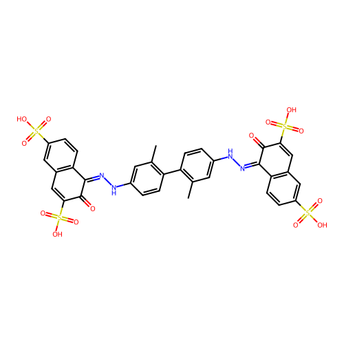 2,7-Naphthalenedisulfonic acid, 4,4'-[(2,2'-dimethyl[1,1'-biphenyl]-4,4'-diyl)bis(azo)]bis[3-hydroxy- structure