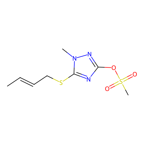 1H-1,2,4-Triazol-3-ol, 5-(2-butenylthio)-1-methyl-, methanesulfonate (ester) structure