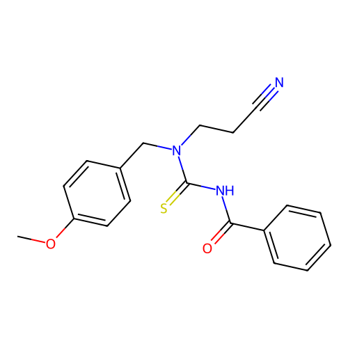3-Benzoyl-1-(2-cyano-ethyl)-1-(4-methoxy-benzyl)-thiourea structure