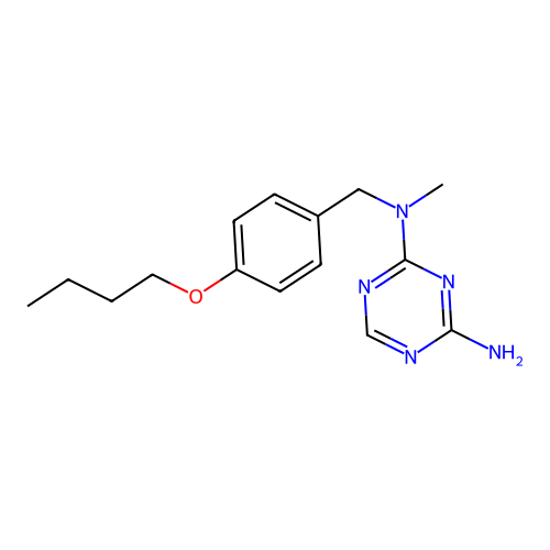 N-(4-butoxybenzyl)-N-methyl-1,3,5-triazine-2,4-diamine structure