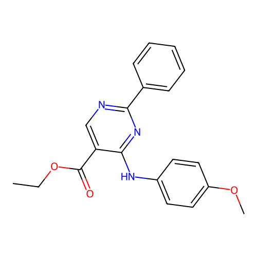 Ethyl 4-[(4-methoxyphenyl)amino]-2-phenylpyrimidine-5-carboxylate structure