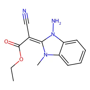 1-Amino-2-(1-cyano-1-ethoxycarbonylmethylene)-3-methylbenzimidazoline structure