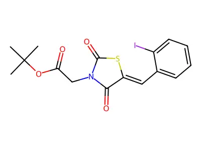 Tert-butyl 2-[5-[(2-iodophenyl)methylidene]-2,4-dioxo-thiazolidin-3-YL]acetate structure