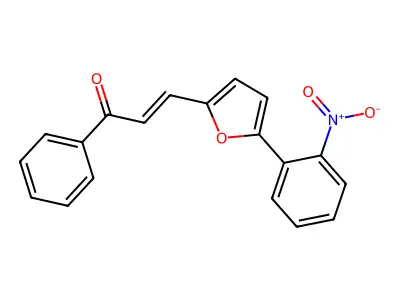 (E)-3-[5-(2-nitrophenyl)furan-2-yl]-1-phenylprop-2-en-1-one structure