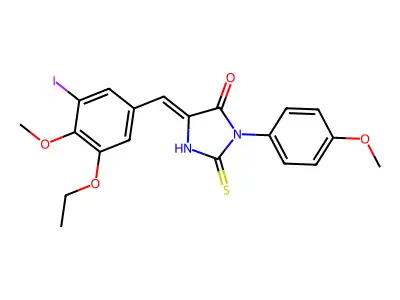 5-[(3-ethoxy-5-iodo-4-methoxyphenyl)methylidene]-3-(4-methoxyphenyl)-2-sulfanylideneimidazolidin-4-one structure