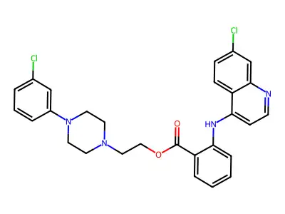 2-[4-(3-chlorophenyl)piperazin-1-yl]ethyl 2-[(7-chloroquinolin-4-yl)amino]benzoate structure