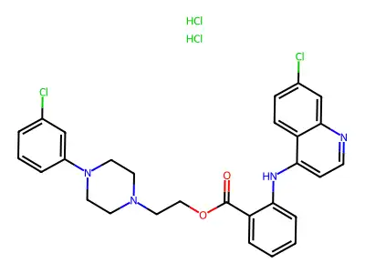Piperazineethanol, 4-(3-chlorophenyl)-, N-(7-chloro-4-quinolyl)anthranilate, dihydrochloride structure