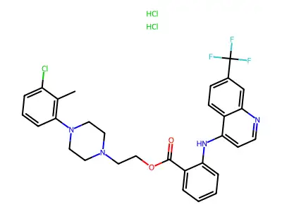 Piperazineethanol, 4-(3-chloro-o-tolyl)-, N-(7-trifluoromethyl-4-quinolyl)anthranilate, dihydrochloride structure
