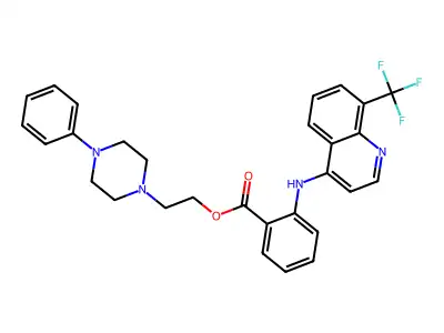 Piperazineethanol, 4-phenyl-, N-(8-trifluoromethyl-4-quinolyl)anthranilate structure