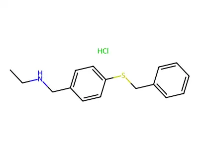 Benzenemethanamine, N-ethyl-4-((phenylmethyl)thio)-, hydrochloride structure