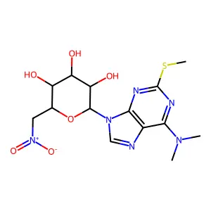 2-[6-(dimethylamino)-2-methylsulfanylpurin-9-yl]-6-(nitromethyl)oxane-3,4,5-triol structure