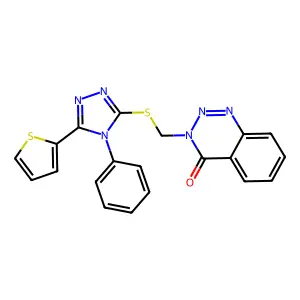 3-[(4-phenyl-5-thiophen-2-yl-1,2,4-triazol-3-yl)sulfanylmethyl]-1,2,3-benzotriazin-4-one structure