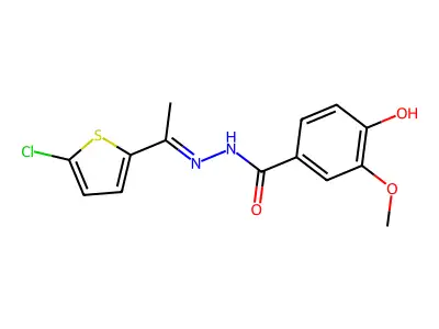 N-[(E)-1-(5-chlorothiophen-2-yl)ethylideneamino]-4-hydroxy-3-methoxybenzamide structure