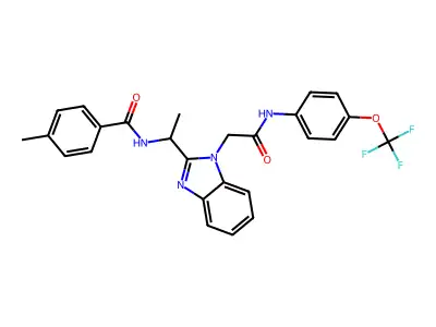 4-methyl-N-[1-[1-[2-oxo-2-[4-(trifluoromethoxy)anilino]ethyl]benzimidazol-2-yl]ethyl]benzamide structure