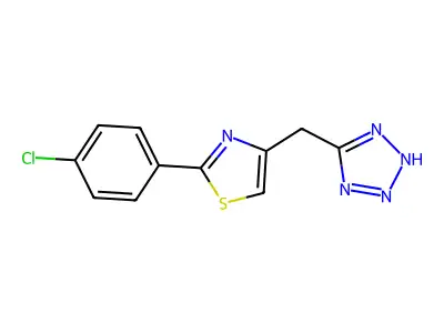 Thiazole, 2-(p-chlorophenyl)-4-(5(1H)-tetrazolylmethyl)- structure