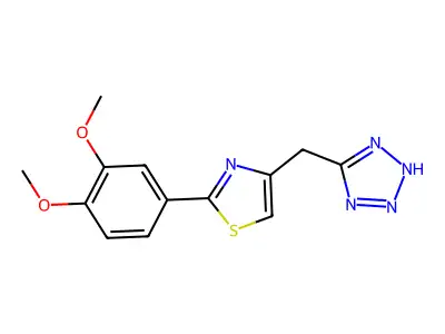 1H-Tetrazole, 5-((2-(3,4-dimethoxyphenyl)-4-thiazolyl)methyl)- structure