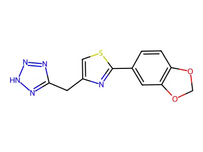 Thiazole, 2-(3,4-methylenedioxyphenyl)-4-(5(1H)-tetrazolylmethyl)- structure