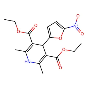 3,5-Pyridinedicarboxylic acid, 1,4-dihydro-2,6-dimethyl-4-(5-nitro-2-furyl)-, diethyl ester structure