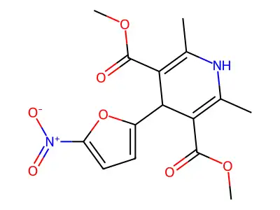 3,5-Pyridinedicarboxylic acid, 1,4-dihydro-2,6-dimethyl-4-(5-nitro-2-furanyl)-, dimethyl ester structure