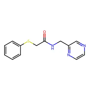 2-苯硫基-N-(吡嗪-2-基甲基)乙酰胺 structure