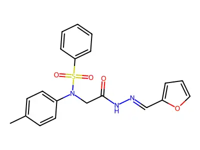 2-[N-(benzenesulfonyl)-4-methylanilino]-N-[(E)-furan-2-ylmethylideneamino]acetamide structure